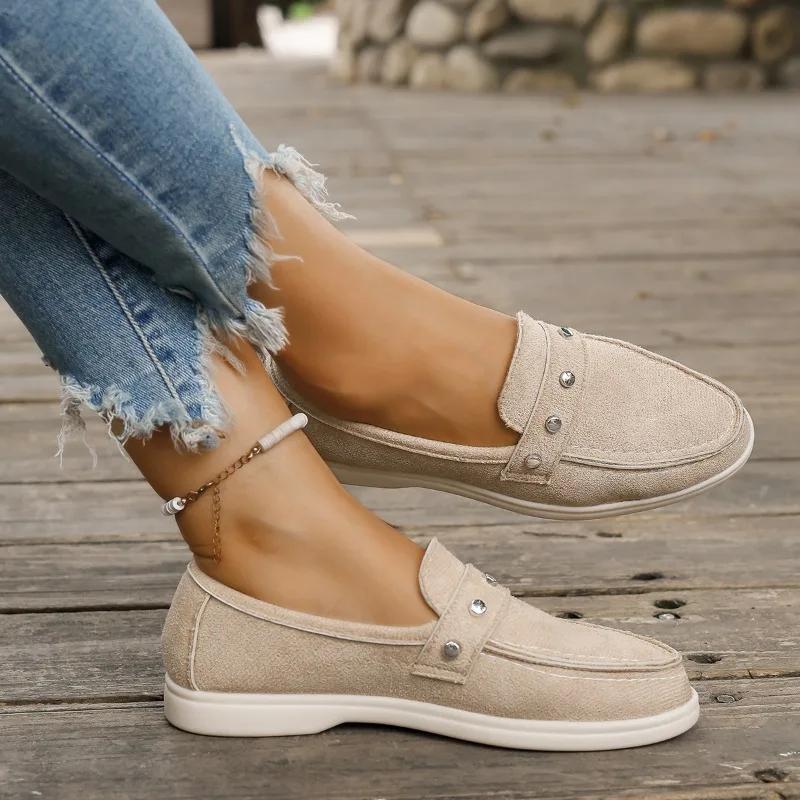 Повседневные и Универсальные Женские Лоферы 2024 Осень Легкие и Удобные Женские Туфли на Плоской Подошве Противоскользящие и Износостойкие Рабочие Туфли