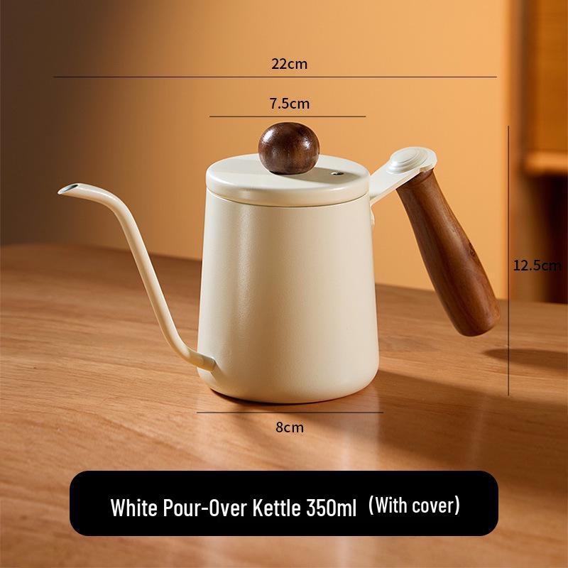 Чайник из нержавеющей стали 304 с гусиным носом и деревянной ручкой для заваривания кофе методом пуровер и использования на открытом воздухе