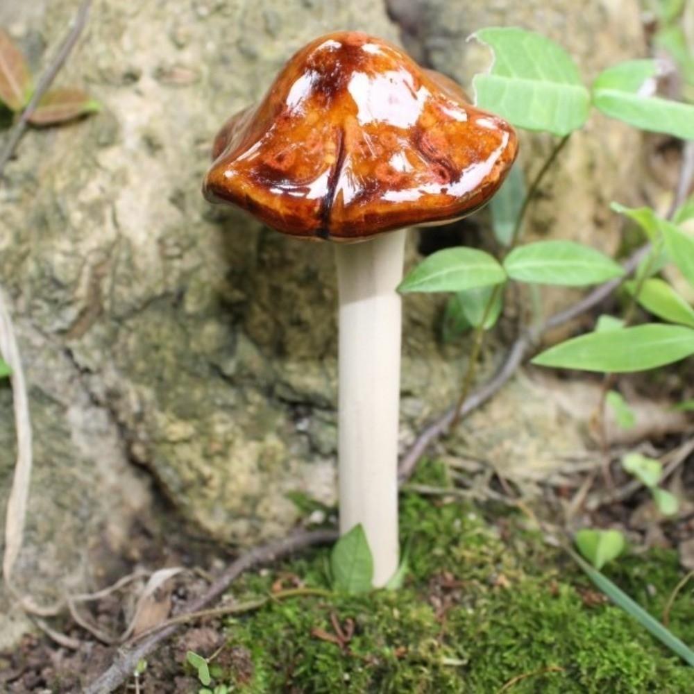 4PCS Ceramics Pottery Sculpture Realistic Mushroom Sculpture Flower Pot Decoration