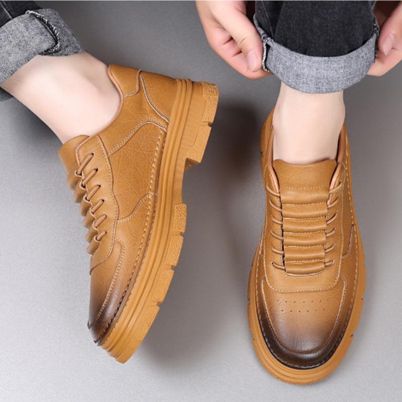 Fashion British Cow Leather Fashion Platform Sneakers for Men Spring Autumn Designer New Soft Bottom Casual Business Men's Dress Shoes