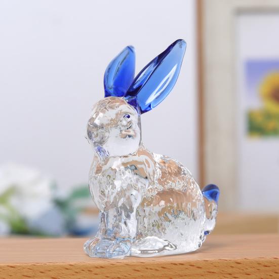 Yousheng Faux Crystal Rabbit Figurine Transparent Collectible Rabbit Statue Glass Art Animal Ornament Bunny Sculpture for Home Office Desk Car