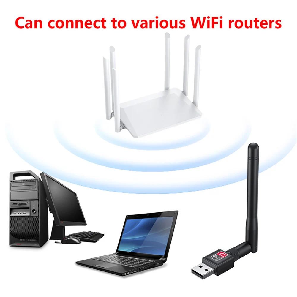 1PC Mini USB WiFi Adapter 150Mbps 2.4G Wireless Network Card USB LAN Dongle 802.11 B/g/n 5db Antenna Wi Fi Receiver For PC Laptop