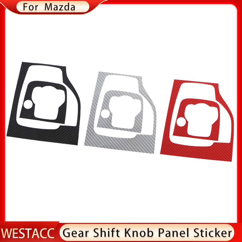 Carbon Fiber Car Gear Head Shift Knob Panel Cover Trim Sticker for Mazda 3 Axela 2014 2015 2016 2017 2018