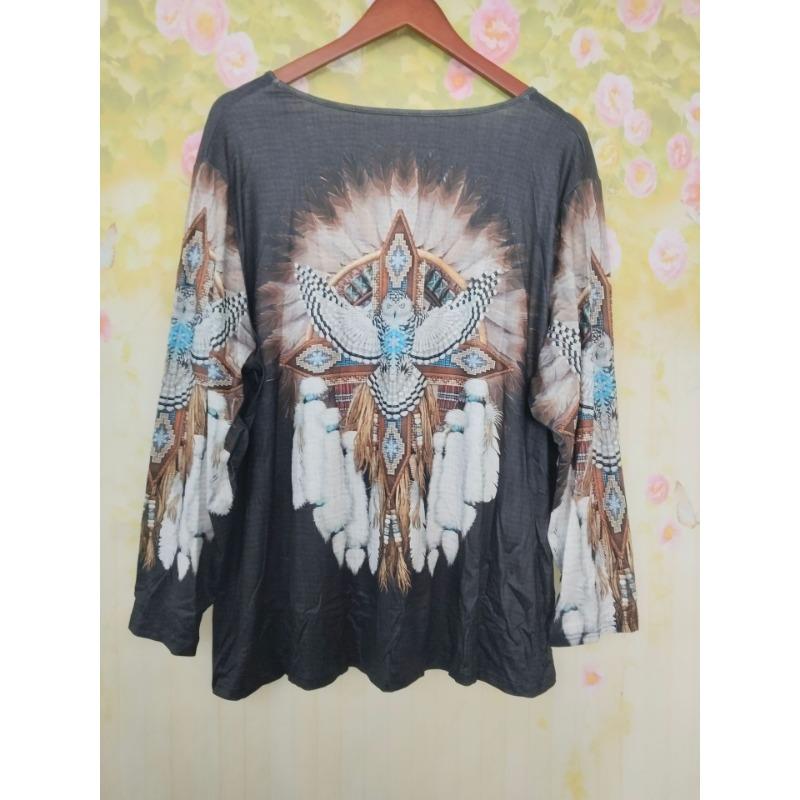 Женская футболка с длинным рукавом и круглым вырезом в винтажном стиле