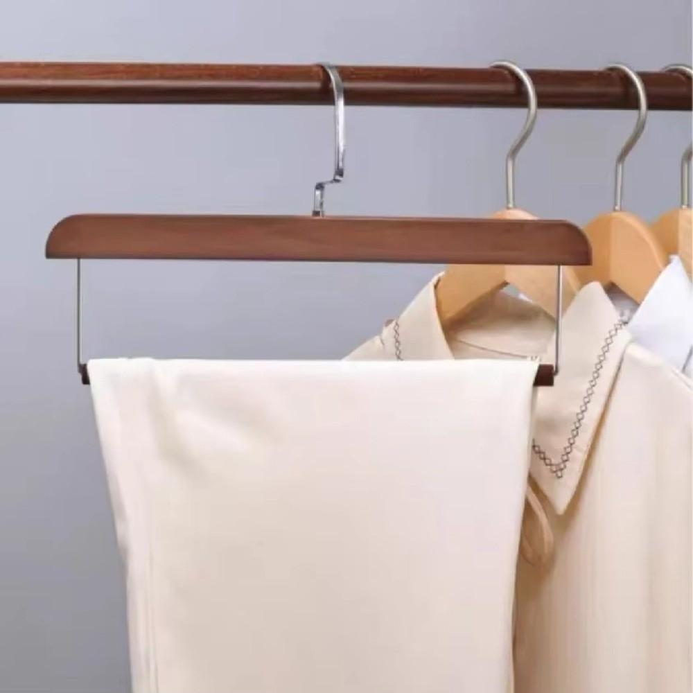 Premium Pants Hanger Wooden Storage Rack Portable Velvet Coat Hanger  Clothing Store Home Use