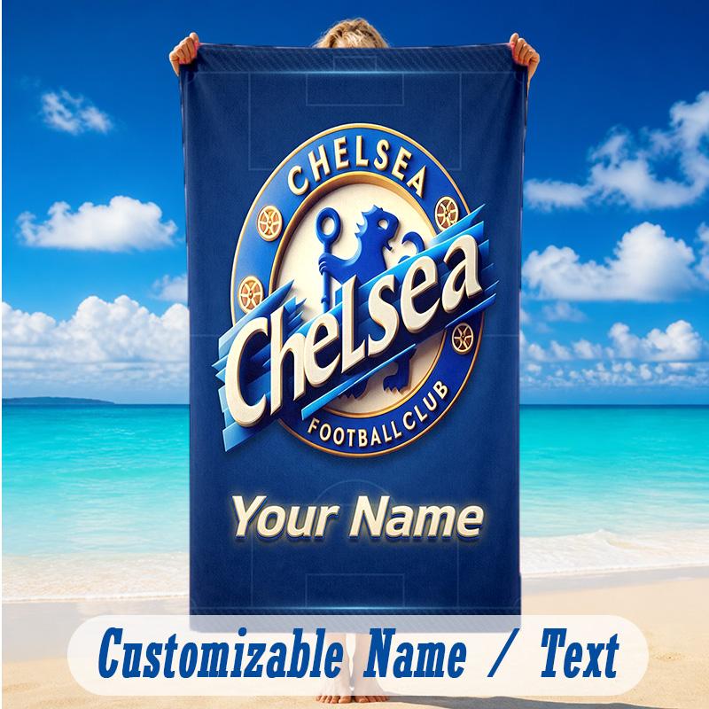 Beach Towel Custom Name Text, Quick Dry Large Towel For Beach HomeChelsea FC