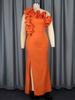 AOMEI Оранжевые вечерние платья с оборками на одно плечо, высокой талией и разрезом, вечерние наряды для женщин на бедрах