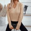2024 Европейская и Американская Осень И Зима Женская Трикотажная Рубашка V-образный вырез Свободный Однотонный Свитер Из Скрученного Жареного Теста