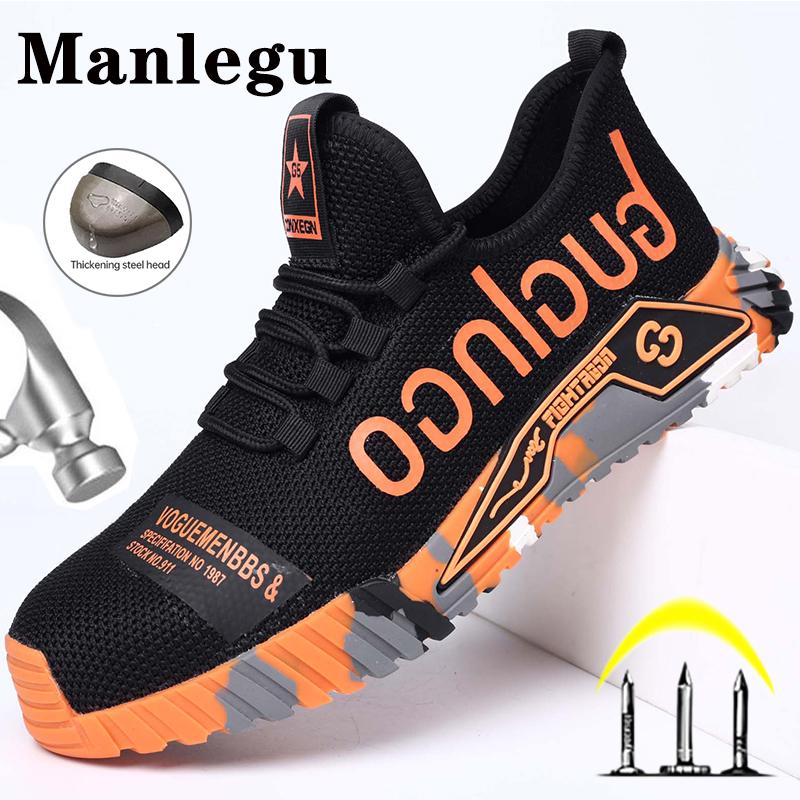 Lightweight Men Safety Shoes With Steel Toe Cap Work Sneakers Men Women Work Shoes Breathable Puncture-Proof Work Safety Boots Men Safety Footwear