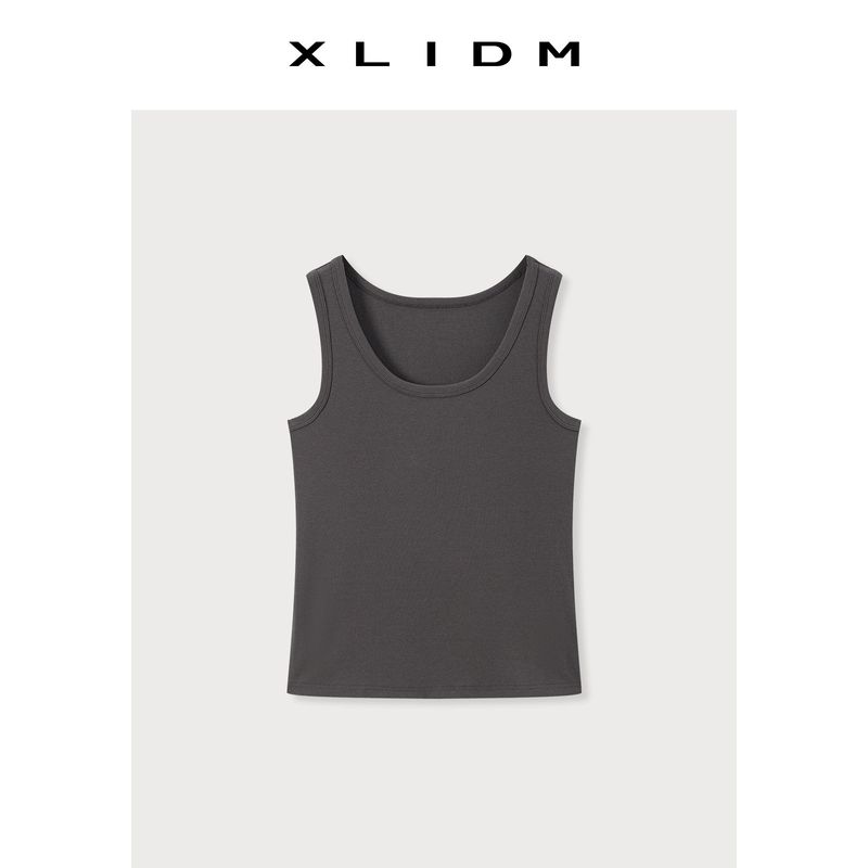 Xiao Li Plus Size Women's Clothing Eco-Black Technology! Elastic Wide Shoulder Strap Inner Wear Simple and Thin Big U-Neck Camisole
