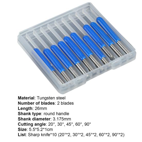 Yousheng 10 шт. высокоточные гравировальные биты V-образный наконечник 3,175 мм хвостовик 20/30/45/60/90 градусов гравировальные биты фрезы инструменты для акрила