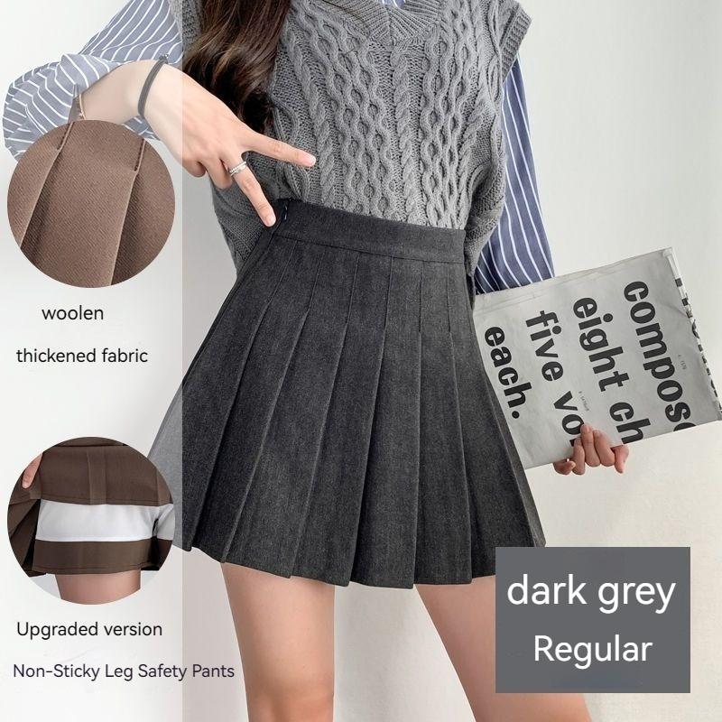 Tweed Plaid High Waist Pleated Skirt Autumn and Winter Skinny A-line Skirt Large Size Autumn and Winter Models