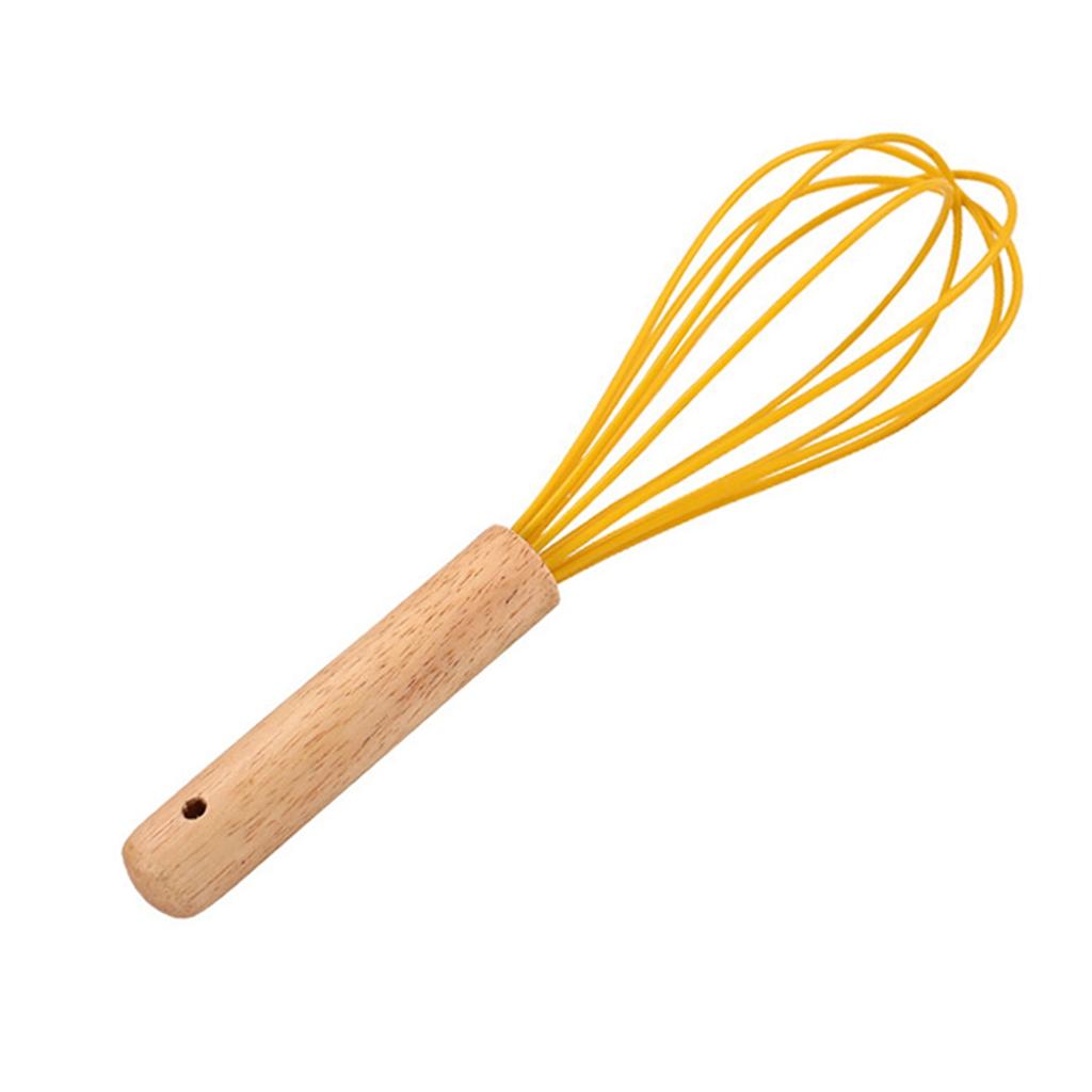 Baking Home Wooden Handle Manual Silicone Cream Stirring Frother Whisk Mixer Blender Egg Beater