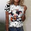 Fashion Women's T-shirts 3D Black And White Dairy Cow Print Cute Animal Short Sleeves Tees Tops Summer New Trend Female Clothing