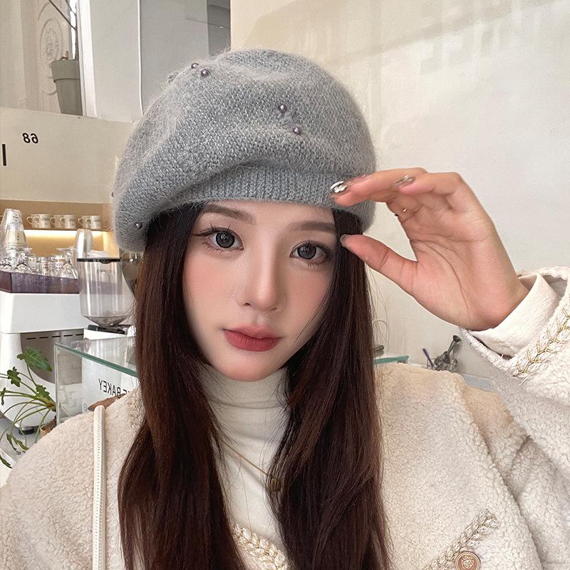 Зимняя теплая шапка, термошапка, женская, берет, эластичная, трикотажная, однотонная, мягкая, плотная, ветрозащитная, декоративная