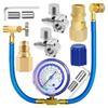 Refrigerator Freon Recharge Hose with Gauge Kit R134A R12 R22,with BPV31 Piercing Tap Valve,for A/C Refrigerant System