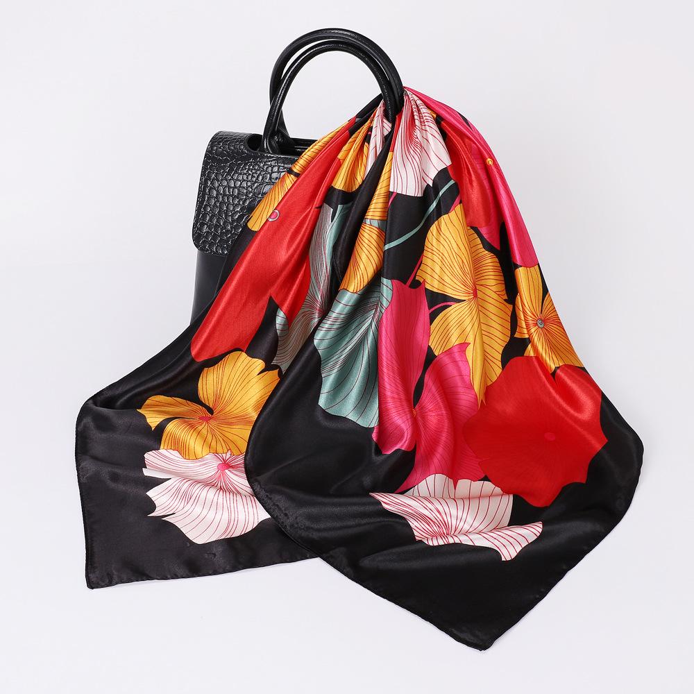 90 см атласная повязка на голову с принтом квадратный шарф женский темпераментный шелковый шарф шаль модный шелковый шарф