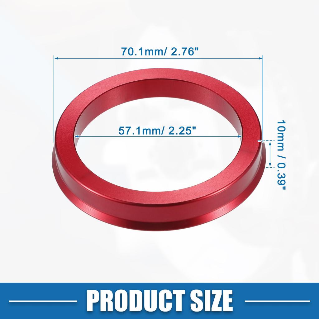 AABSOPRO Автомобильное центрирующее кольцо ступицы OD70.1mm ID57.1mm Центрирующее кольцо ступицы Проставка для отверстия колеса Алюминиевый сплав Красный Комплект из 4 шт.