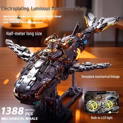 Электромеханический набор для сборки кита, совместимый с Lego - Сложная модель животного DIY для мальчиков