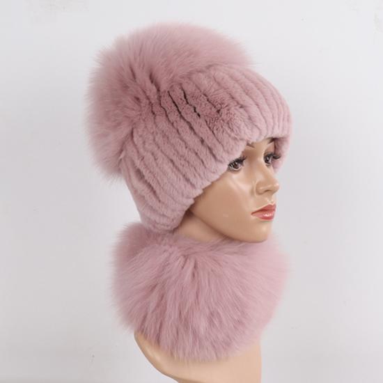 Новые зимние женские роскошные шапки из натурального лисьего меха, комплекты шарфов, натуральный мягкий вязаный теплый топ из меха кролика рекс, шапки из лисьего меха, шарфы, 2 шт.