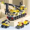 HUIQIBAO 6IN1 City Fire Car Police Truck Engineering Crane Building Blocks Tank Helicopter Bricks Set Toys for Children