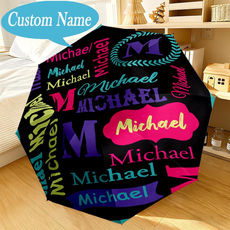 Custom Name Umbrella Purple Elephant  Umbrella 8-Frame for Travel, Camping, Casual Lightweight Portable, Essential for Family Gifts
