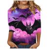 Женский осенний пуловер, модные повседневные футболки с круглым вырезом, 3D-принт на Хэллоуин, длинный рукав, тыквенная футболка для женщин