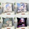 Чехол для подушки ReZero Рем для автомобиля, дивана, декоративный для дома, двусторонний принт, плюшевая квадратная декоративная подушка, чехол