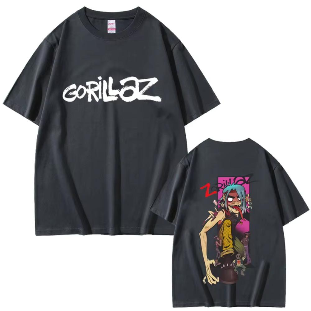 Gorillaz Band Tshirt Unisex Womens Hip Hop Rock Fashion Oversized Streetwear Summer High Quality Soft Cotton Short Sleeve Tshirt