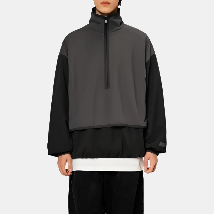 Fear of God Essentials SS24 Нейлоновый флис Воротник-стойка Свободная посадка Длинный рукав Американский тяжелый свитер Мужской свитер Черный 202SU244300F