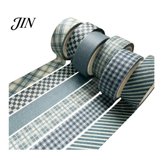 Neat Storage Washi Tape Set 6 Rolls Plaid Set, Grid Checkered Pattern Masking Tape, Self Classic Adhesive Decorative for DIY Crafts, Journal,