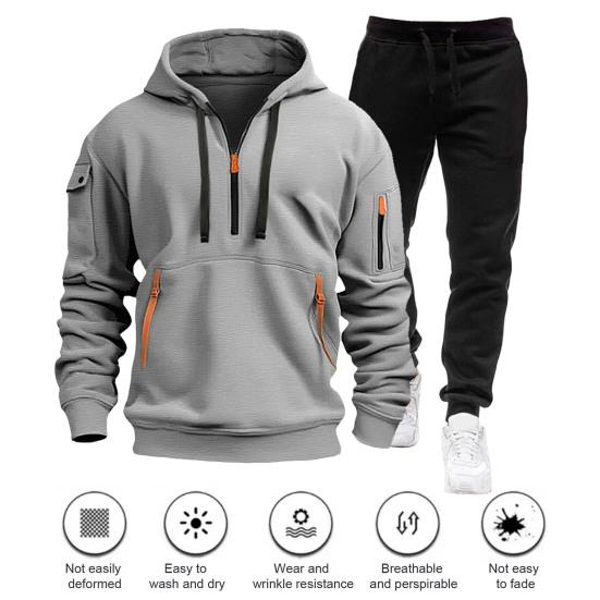 Комплект из 2 предметов: мужская толстовка, брюки, комплект с капюшоном, завязками на шнурке, длинные спортивные топы с эластичной талией, длинные брюки, однотонный мешковатый спортивный костюм