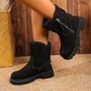 Thick Plush Women Snow Boots Keep Warm Cotton Shoes Faux Suede Non-slip Winter Boots Woman Comfortable Platform Ankle Booties