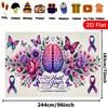 2D Alzheimer's Awareness Backdrop, Floral Brain & Butterfly Photography Banner