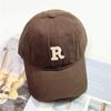 Baseball caps men and women ins Internet celebrities retro green P letter soft top cap spring and summer washing casual visor hat