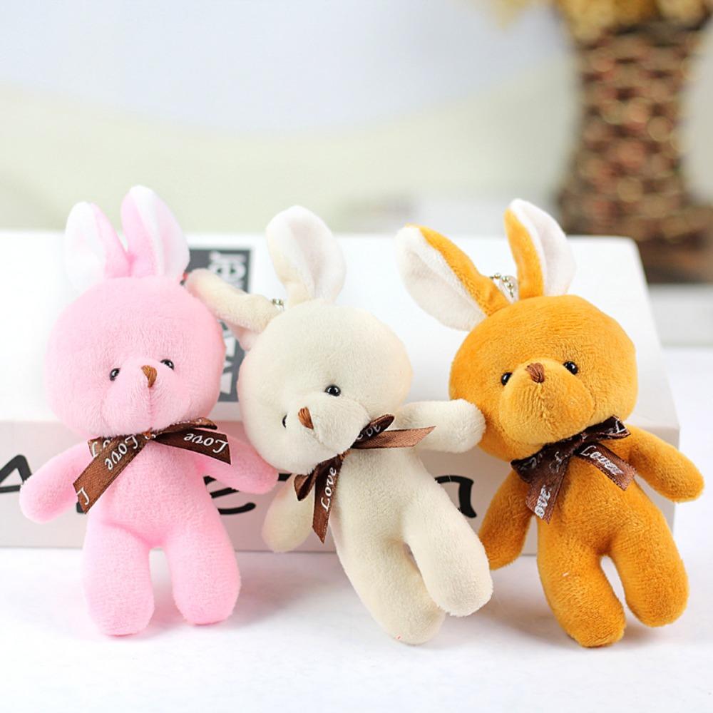 with Bow Tie Mini Teddy Dolls 16cm Keychain Pendant Cute Stuffed Rabbit  Kids