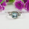 Blue Topaz Ring, Natural Gemstone Ring, Square Ring, 925 Sterling Silver Birthday Ring, December Birthstone, Gift for Mother