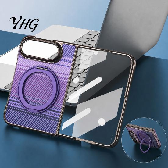 Multi-viewing Support Stand Magnetic Folding Phone Case for iPhone18 Fold with 360 Degree Rotating Slim Durable PC And Screen Protector, Retro