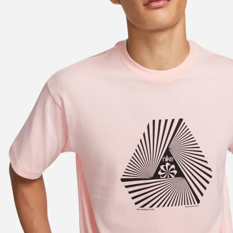 Nike Geometric Pattern Print Crew Neck Short Sleeve T-Shirt Men Tops Pink DV0679-610