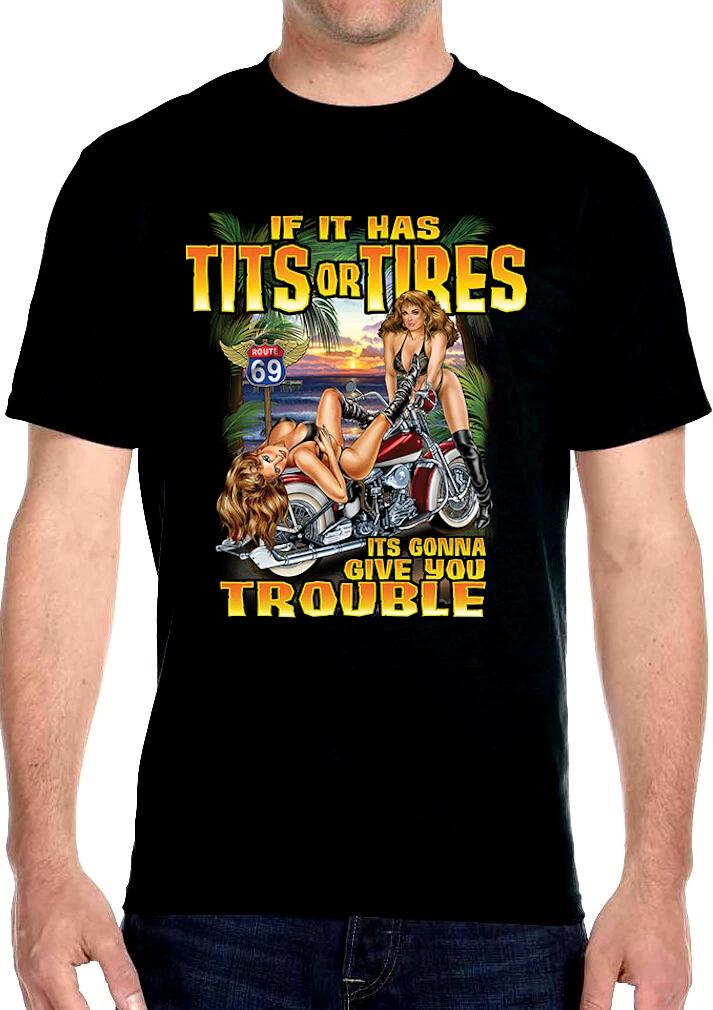 Mens Hot Biker Chicks On Motorcycles Funny Saying Biker Tee Shirt