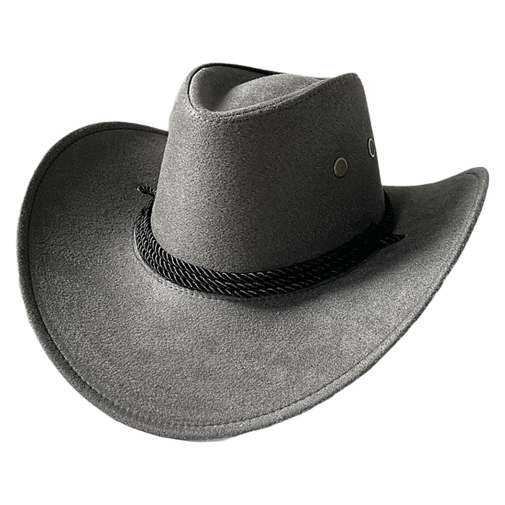 Men's Classic Cowboy Hat Western Cowboy Hat Outdoor Sun Hat Adjustable Drawstring Felt Hat