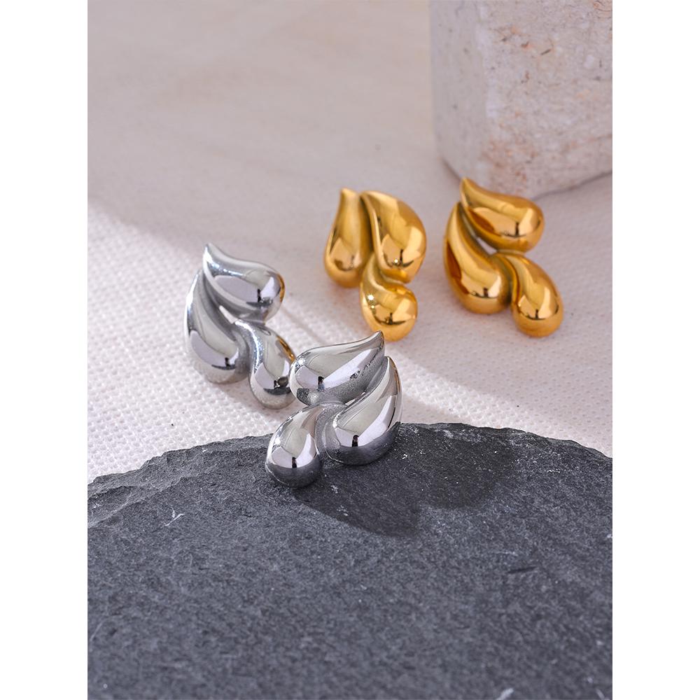 Eetit Waterproof Trendy Water Drop Metal Stud Earrings 2024 Stainless Steel Ear Jewelry 18K PVD Plated Rust Proof Accessories