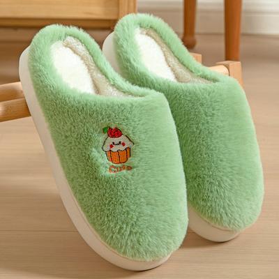 Милые хлопковые тапочки для женщин с рисунком из плюша, утолщенные, зимние, теплые, плюшевые, домашние, хлопковые, обувь Zapatos Casual 2024