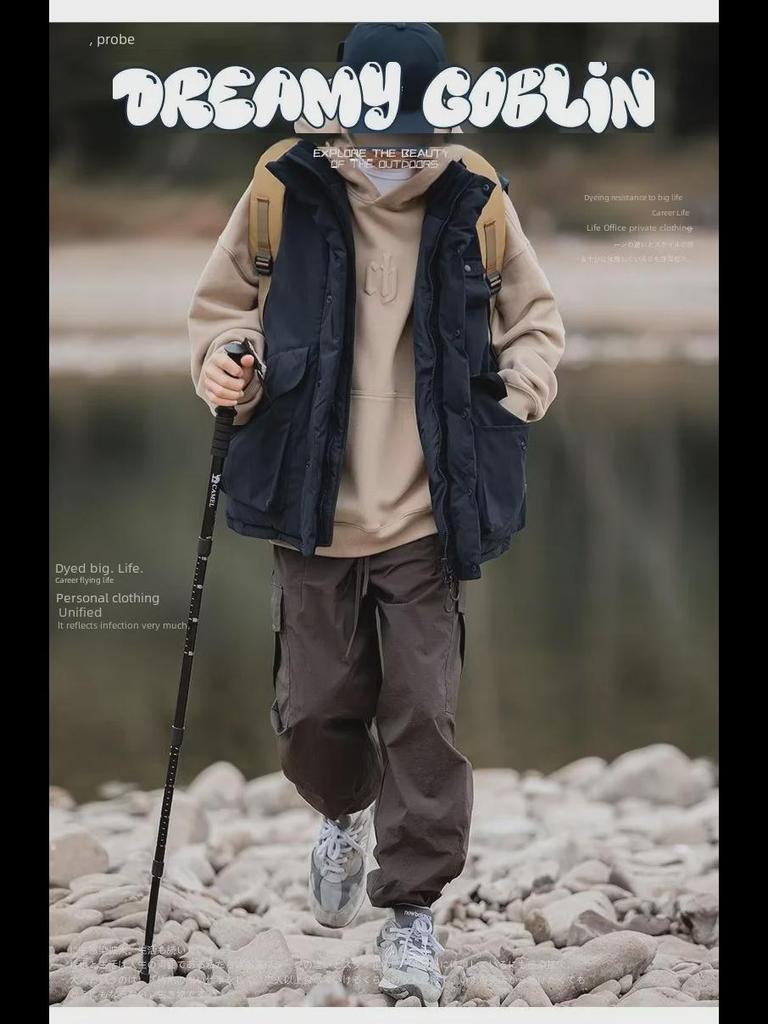 Унисекс японский ретро стеганый зимний рабочий жилет