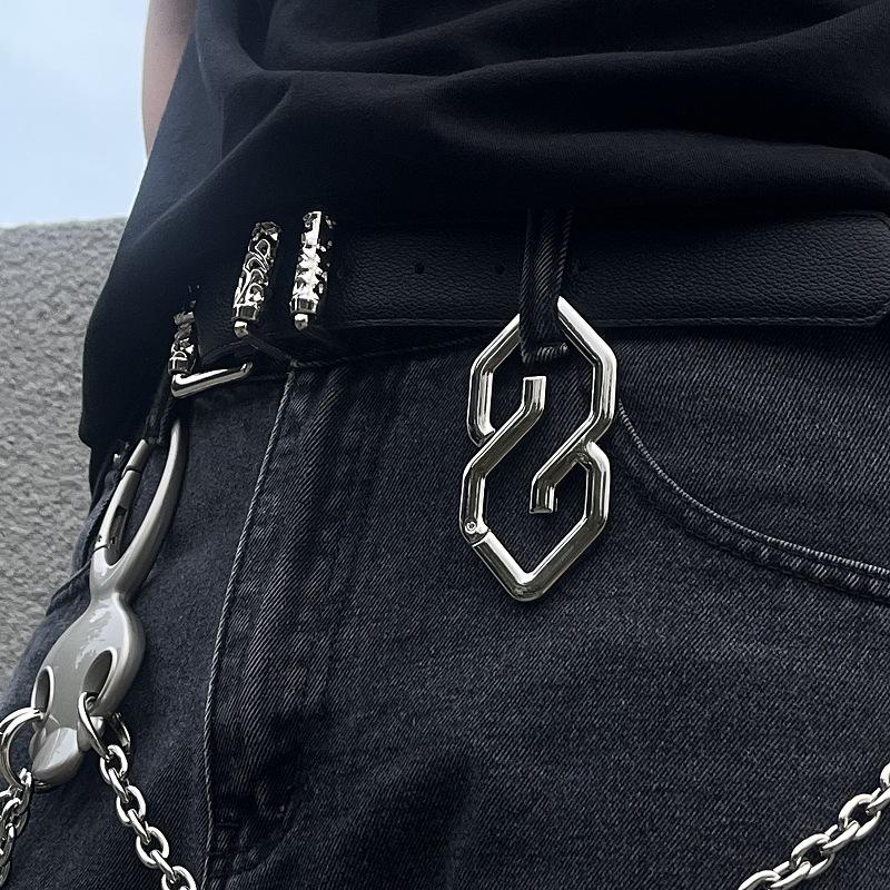 Тяжелая промышленность Любовь Сердце Геометрический Брелок Пряжка Креативный Металлический Подвеска Панк Рок Y2K Шарм для Сумки Поясной Стайлинг Аксессуар Подарок