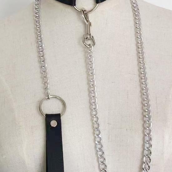 Женский ошейник из искусственной кожи, поводок, цепочка, декор, регулируемое эротическое ожерелье для любовника, косплей, ночной клуб, вечеринка, чокер, индивидуальное украшение на шею