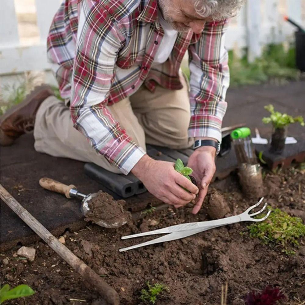 Handheld Stainless Steel Root Rake Mini Gardening Rake Garden Utensils Bonsai Tweezers Loosen Soil