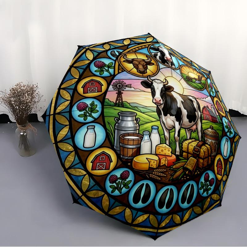 Life Cows pattern umbrella, portable and foldable design, 8 ribs, a casual accessory for Halloween, Christmas, and birthday gifts.