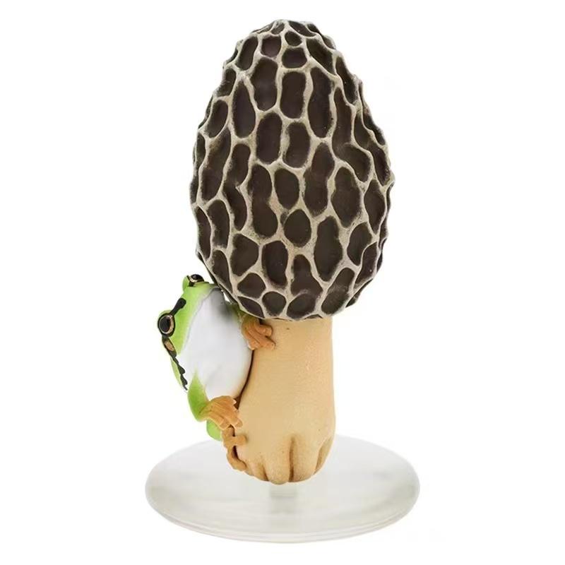Frog and Mushroom Gashapon Toys Lovely Creative Simulation Mushroom Rain Frog Ornament Pendant Action Figure Toys