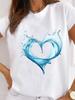(Азиатский размер) тренд сердце любовь милый Женский Повседневный Футболка Футболка Топ Мода С принтом Леди Женский Графический Футболки с коротким рукавом Одежда